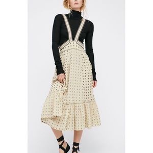MFree People Embroidered Suspender Skirt, XS